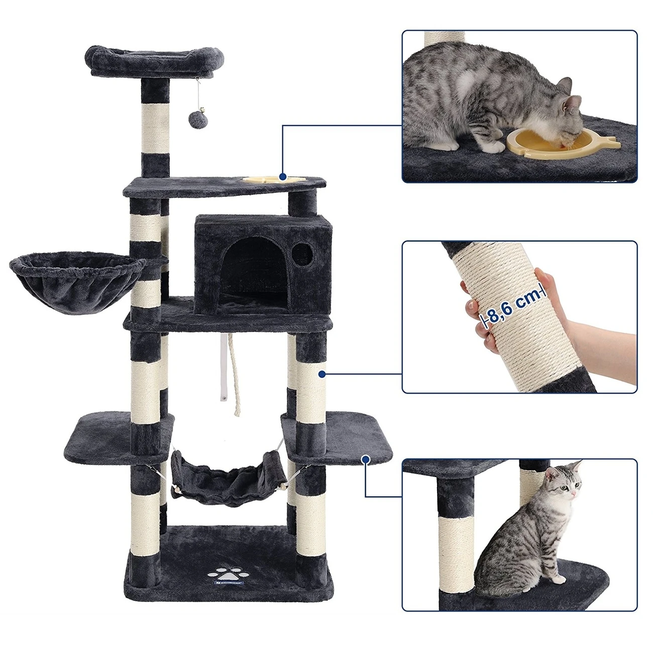 FEANDREA Stabiler Kratzbaum Mit Katzennapf 9 FEANDREA Stabiler Kratzbaum Mit Katzennapf – Bild 9