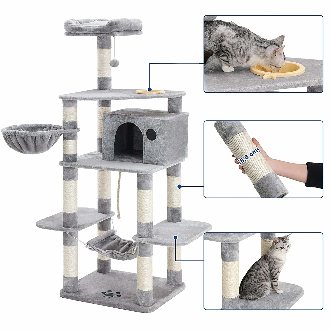 FEANDREA Stabiler Kratzbaum Mit Katzennapf 6 FEANDREA Stabiler Kratzbaum Mit Katzennapf – Bild 6