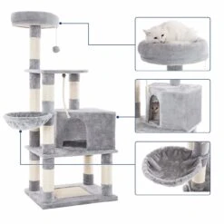 FEANDREA SONGMICS Kratzbaum Hellgrau Mit Höhle -KERBL Verkaufsgeschäft songmics feandrea kratzbaum hellgrau mit hoehle 1553173561